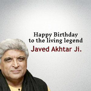 Portrait of Javed Akhtar with birthday greetings