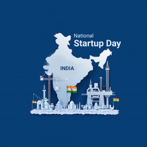 India National Startup Day illustration with map and industrial elements