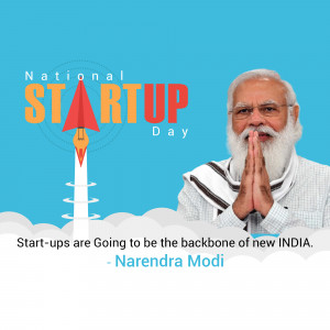 Image commemorating National Startup Day featuring Prime Minister Narendra Modi.