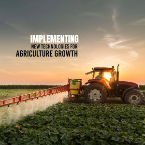 Tractor spraying crops at sunset, representing agricultural technology