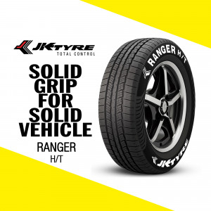 JK Tyre Ranger H/T tire with yellow background