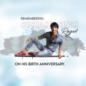 Portrait of Sushant Singh Rajput on his birthday remembrance poster