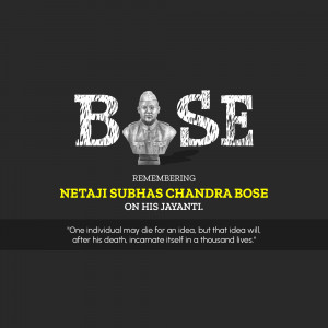 Portrait of Netaji Subhas Chandra Bose with text commemorating his birth anniversary.