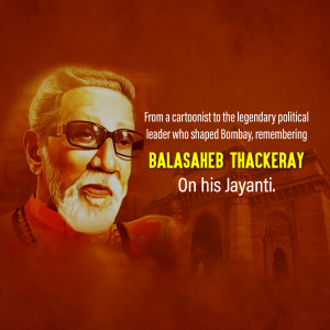 Portrait of Balasaheb Thackeray with Gateway of India in the background