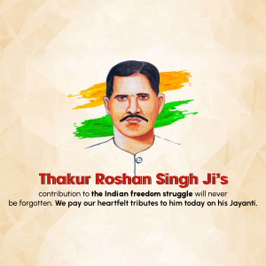 Portrait of Thakur Roshan Singh Ji with Indian flag colors