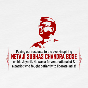 Portrait of Netaji Subhas Chandra Bose with text honoring his birth anniversary.