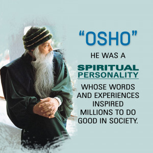 Portrait of Osho with text highlighting his spiritual influence.