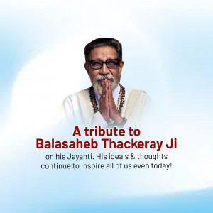 Portrait of Balasaheb Thackeray with a tribute message
