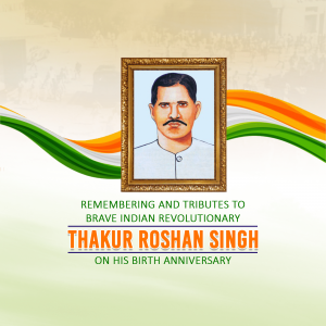 Portrait of Thakur Roshan Singh with Indian flag background