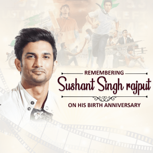 Poster commemorating Sushant Singh Rajput on his birth anniversary