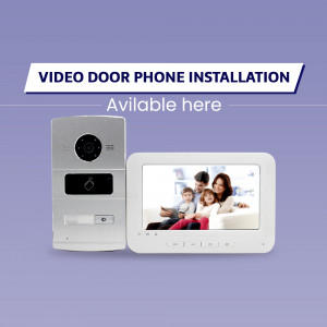 Image of a video door phone system with a monitor and doorbell camera.