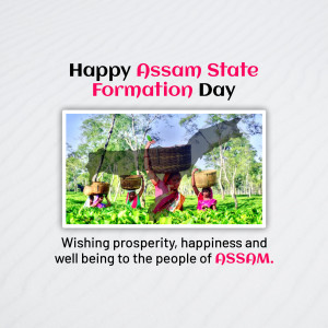Assam State Formation Day greeting with tea garden workers