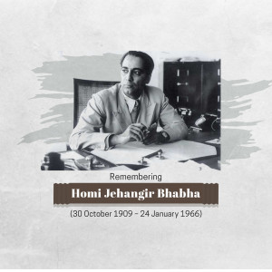 Black and white portrait of Homi J. Bhabha, the father of the Indian nuclear program.