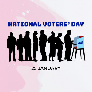 People waiting in line to vote on National Voters' Day