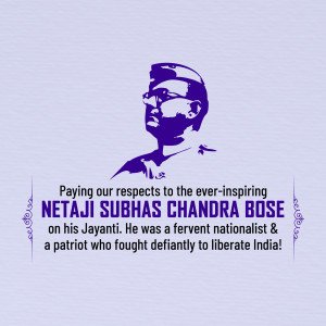 Portrait of Netaji Subhas Chandra Bose with a tribute message