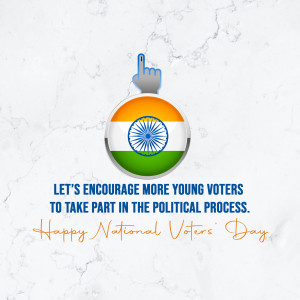 Image depicting the Indian flag with a finger pressing the voting button, promoting youth participation in elections.