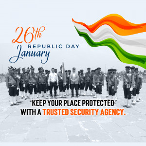 Republic Day of India with Indian Flag and Security Personnel