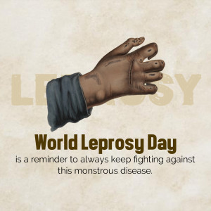 Illustration of a hand with visible signs of leprosy, promoting World Leprosy Day.