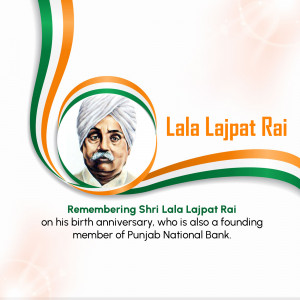 Portrait of Lala Lajpat Rai with Indian flag colors