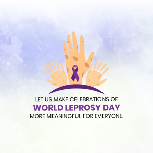 Hands reaching up with a purple ribbon for World Leprosy Day