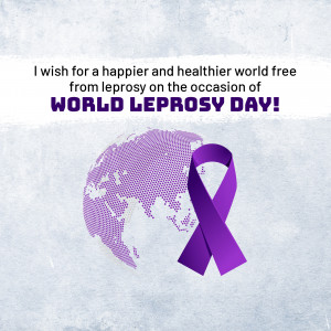 World Leprosy Day graphic with a purple ribbon and globe