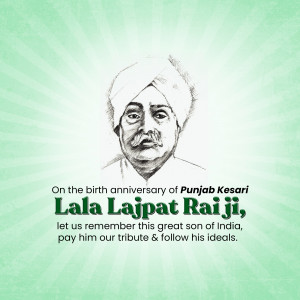 Portrait of Lala Lajpat Rai with tribute text