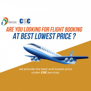 Advertisement for flight booking services offered by CSC Digital India at the best lowest price.