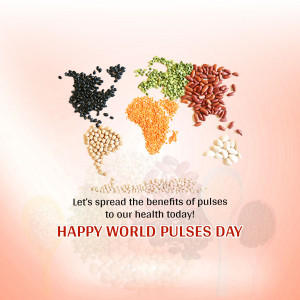 World Pulses Day celebration with different types of pulses forming continents