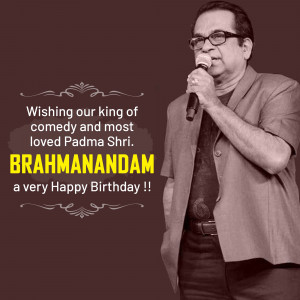 Image of actor Brahmanandam with a birthday greeting.