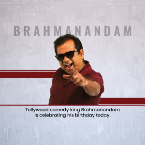 Portrait of Brahmanandam, a popular Telugu actor, celebrating his birthday.