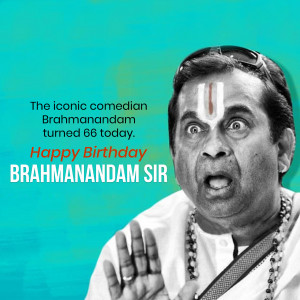 Portrait of Brahmānandam with birthday wishes