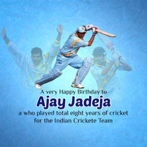 Ajay Jadeja celebrating his birthday with a cricket image