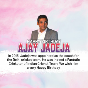 Portrait of Ajay Jadeja with birthday wishes
