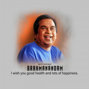 Portrait of Brahmanandam with birthday wishes