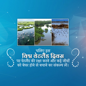 World Wetlands Day poster with images of wetlands and birds