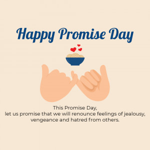 Illustration of hands making a pinky promise with hearts and text 'Happy Promise Day'