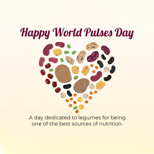 Heart shape made of various pulses and legumes with text 'Happy World Pulses Day'