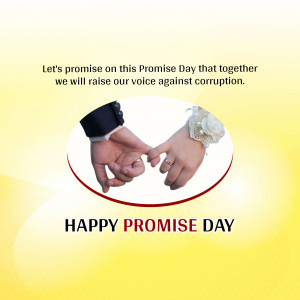 Two hands joined with a pink circle, symbolizing a promise against corruption on Promise Day.
