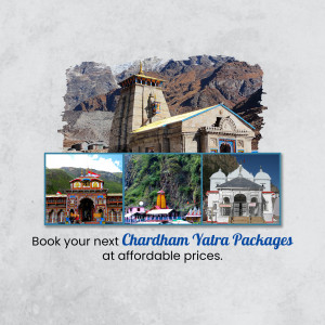 Image showcasing the four holy sites of Chardham Yatra - Yamunotri, Gangotri, Kedarnath, and Badrinath.