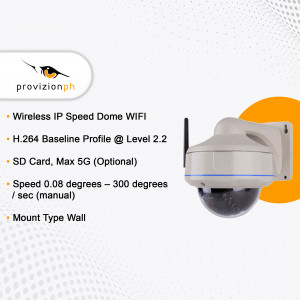 White Provizion Wireless IP Speed Dome WiFi Security Camera