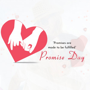 Red heart shape formed by two hands holding pinky fingers, with text 'Promise Day' and a quote.