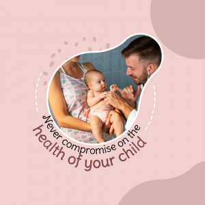 A loving father and mother holding their baby, with text emphasizing the importance of child health.