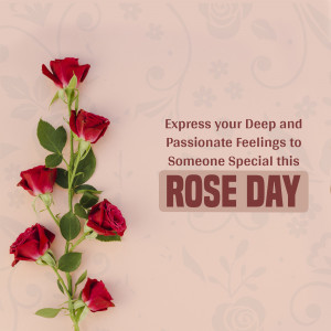 Red roses with text 'Express your Deep and Passionate Feelings to Someone Special this Rose Day'