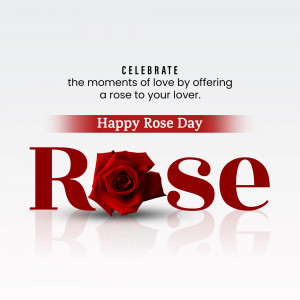 Rose Day greeting with a red rose and text
