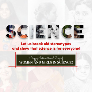 Image celebrating International Day of Women and Girls in Science with portraits of female scientists.