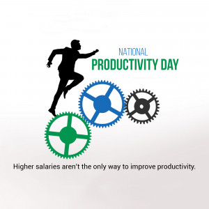 Illustration of a person running on gears with text 'National Productivity Day'