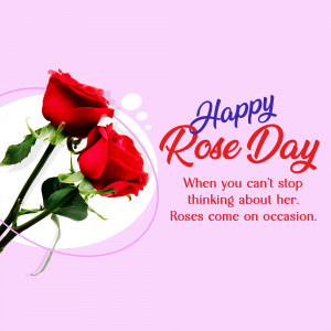 Two red roses with a 'Happy Rose Day' message