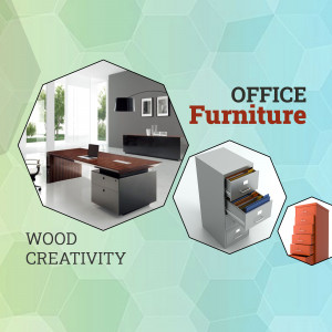 Image showcasing modern office furniture including desks, cabinets, and storage solutions.