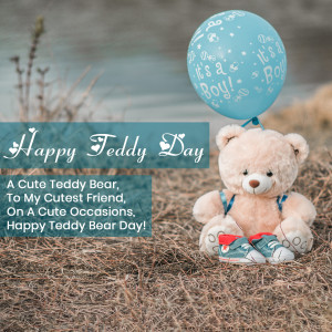 Teddy bear with 'It's a Boy' balloon for Teddy Day