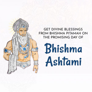 Illustration of Bhishma Pitamah with text 'Bhishma Ashtami'